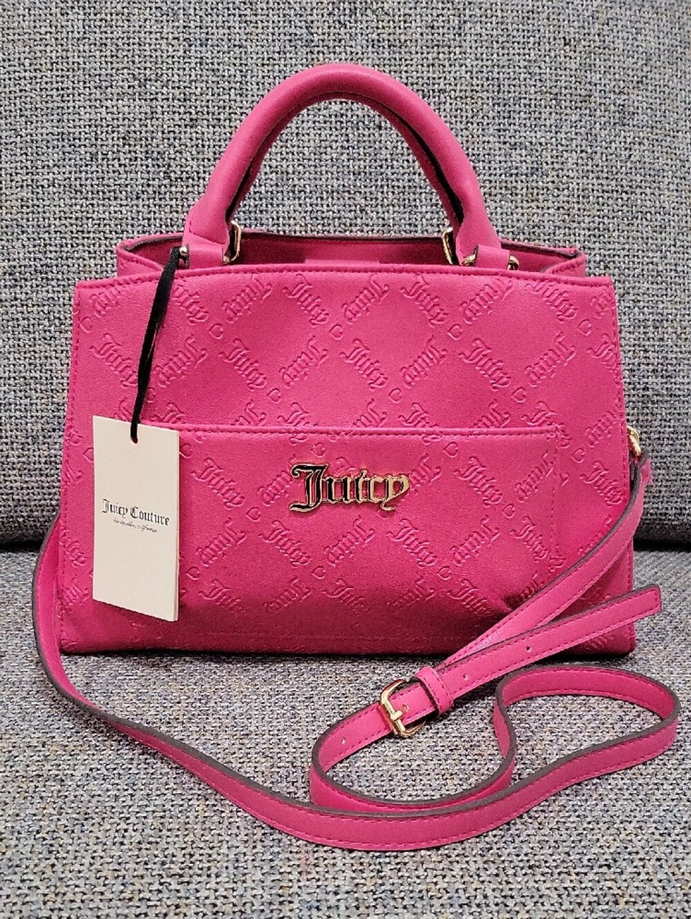 JUICY COUTURE 2pc Pull Out Pouch Satchel in Pink Flash/Duty Blush - Picture 17 of 17